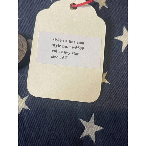 Siaomimi Girls Coat A Line Blue Stars Long Sleeve 2 Button Front Size 6Y NWT - Picture 9 of 10